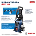 Hidrolavadora BOSCH GHP 180 / 1,800 PSI / 1600 W / 6.3Lt /Min / DEWALT-