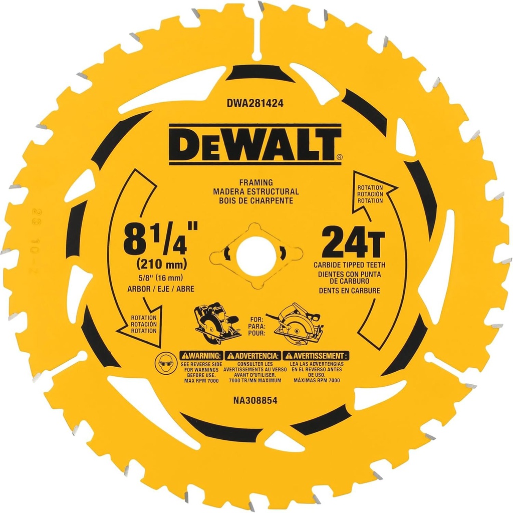 Disco Sierra Circular 8 1/4" 24D Corte Fino / DEWALT-Tabla-1