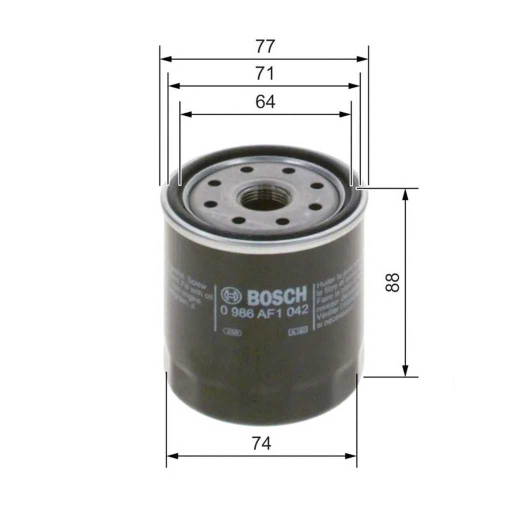 Filtro Aceite BOSCH PH3614 / FORD FIESTA 11- / MAZDA 3, 6, 04-12 / MAZDA CX5 / TOYOTA HILUX 04-15 / TACOMA / 4 RUNER / BOSCH-11-B-1