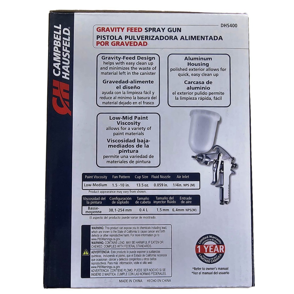 Pistola Pulverizadora 1.5 mm Baja Presion CAMPBELL HAUSFELD / DEWALT-2-E-1-B