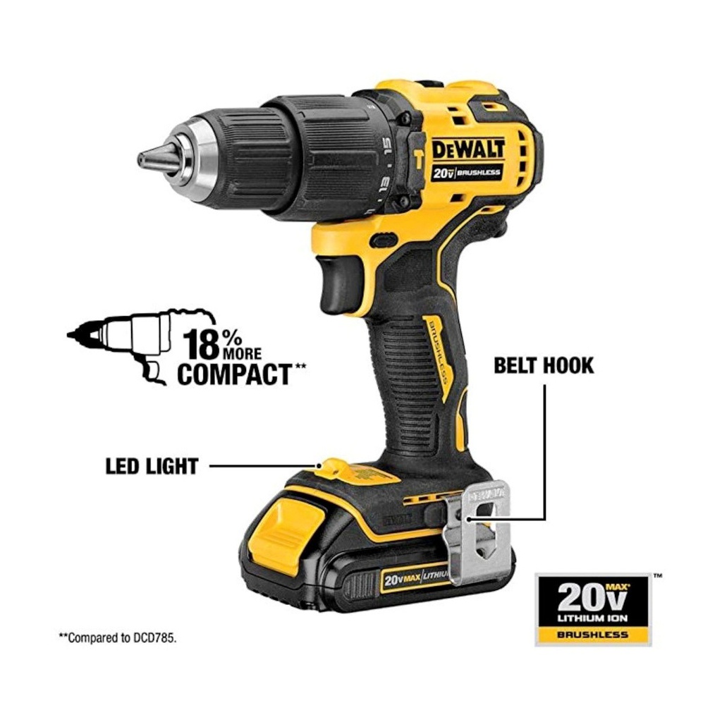 Taladro inalambrico 20 V DEWALT  / Sin Carbones / Percucion / DEWALT-