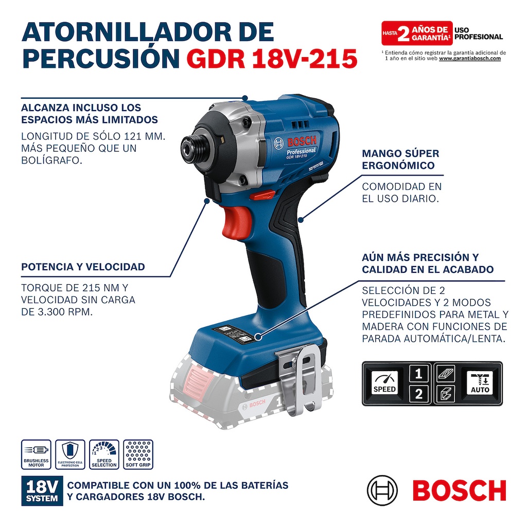 Atornillador de Impacto 18V BOSCH GDR 18V-215 / BOSCH-