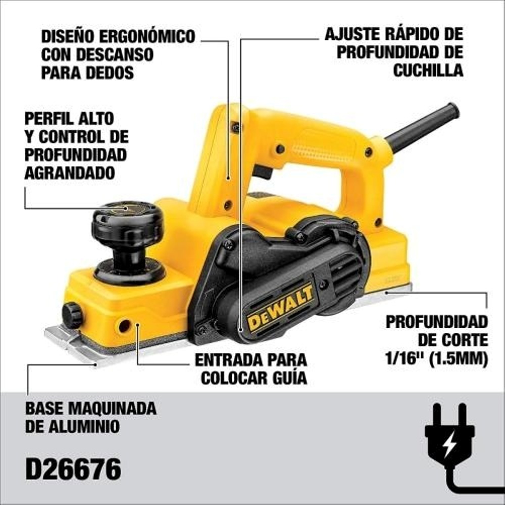 Cepilladora 3 1/4" D26676-B3 550 Watt / DEWALT-6-D-4-A / (B2)-16-D-2-C