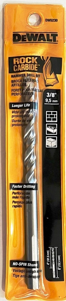 Broca Concreto DeWalt Rock CARBIDE 3/8" x 6" / DEWALT-Tabla-4