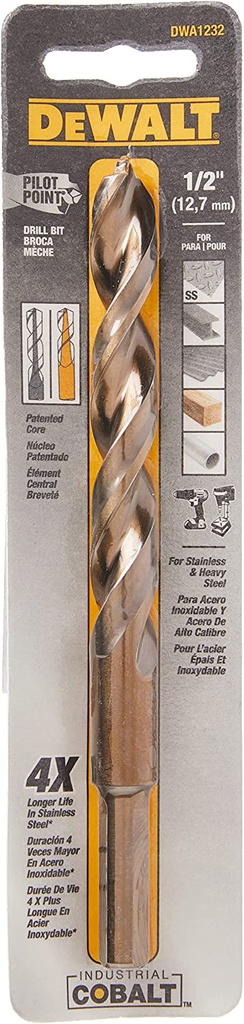Broca Metal Madera Cobalto 1/2" DeWalt / DEWALT-5-B-3-F-3