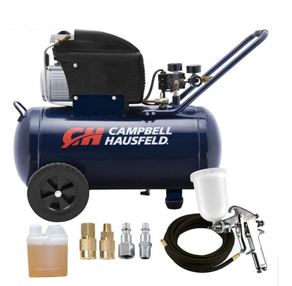 Compresor 2 HP 13 Gal CAMPBELL HAUSFELD 125 PSI / AZUL / PISTOLA / MANGUERA / DEWALT-