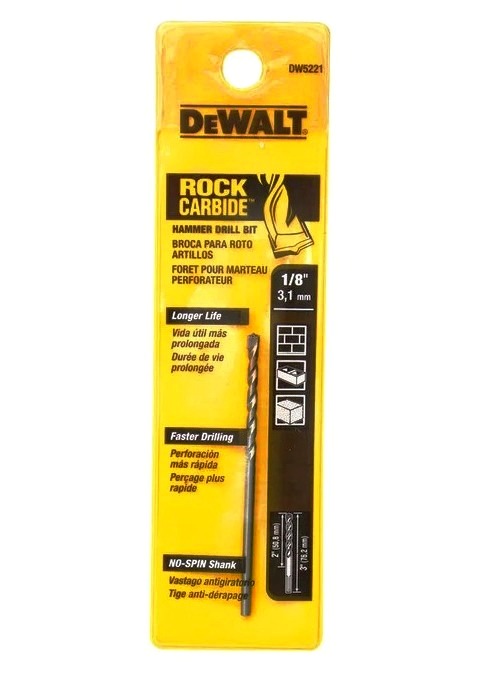 Broca Concreto DeWalt Rock CARBIDE 1/8" x 3" / DEWALT-Tabla-4