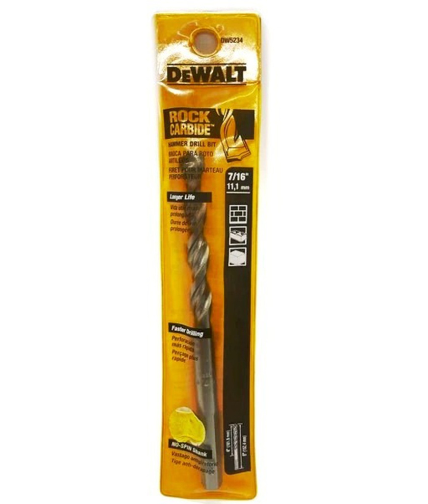 Broca Concreto DeWalt Rock CARBIDE 7/16" x 6" / DEWALT-Tabla-4