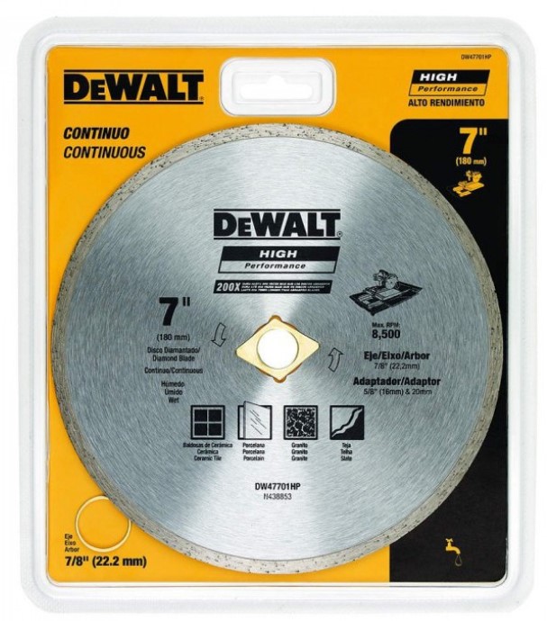 Disco de diamante 7" RIN Continuo DEWALT / DEWALT-Tabla-1