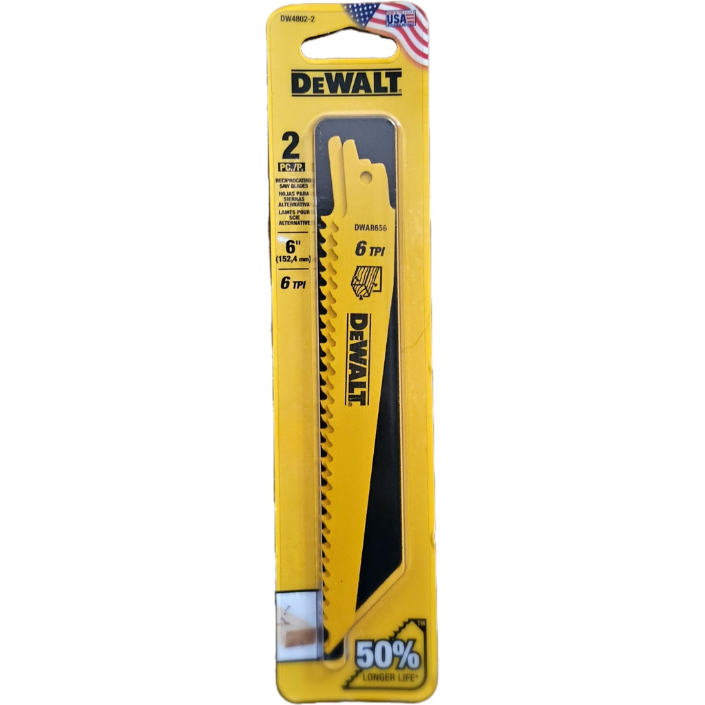 Sierra / 'Cuchilla Sable 6" DW4802-2 / MADERA 6" Largo / 6 Dientes / DEWALT-Tabla-4