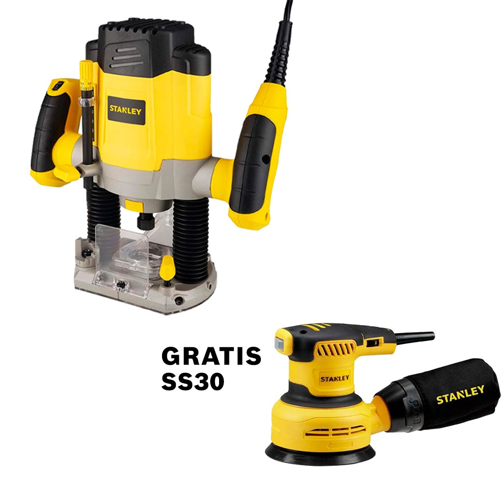Router 1 3/4 HP STANLEY 1200W / GRATIS SS30 / DEWALT-6-A-1-A / 16 FONDO / 16 FONDO