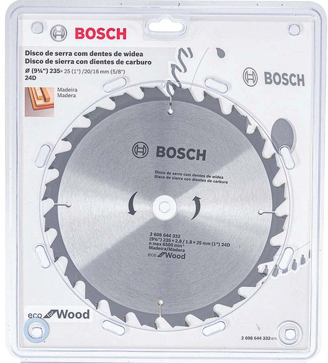 [2608644332] Disco Sierra Circular 9 1/4 " 24 Dientes BOSCH / ECO / MADERA / BOSCH-TABLA-ACC