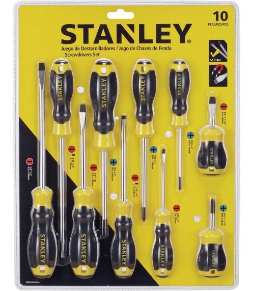 Desarmadores KIT STANLEY de 10 PZAS / PHILLIPS CASTIGADERA / DEWALT-(B2)-17-C-3-C