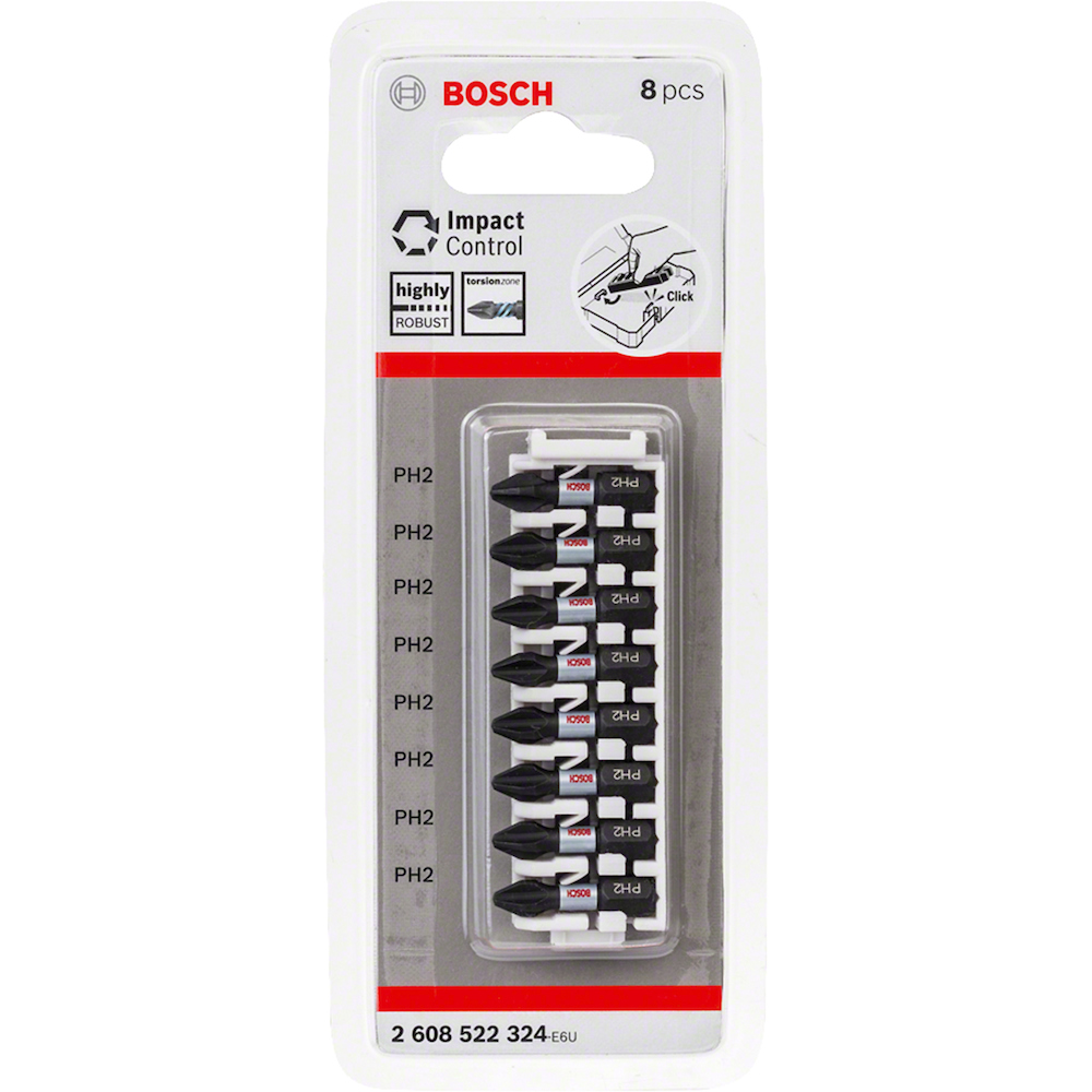 Punta No 2 Philips de 1" BOSCH / 8 UNIDADES / BOSCH-TABLA-5