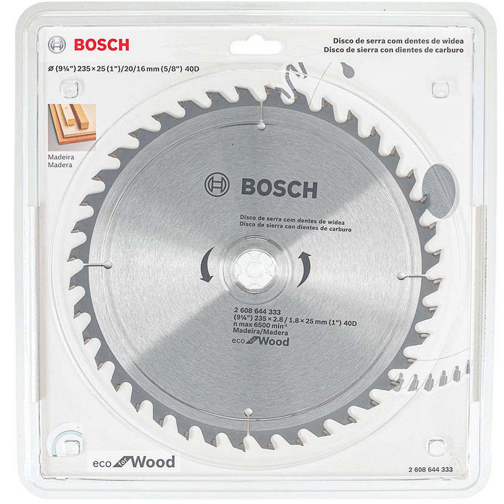Disco Sierra Circular 9 1/4 " 40 Dientes BOSCH / ECO / MADERA / BOSCH-TABLA-ACC