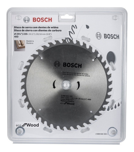 Disco Sierra Circular 9 1/4 " 40 Dientes BOSCH / ECO / MADERA / BOSCH-TABLA-ACC