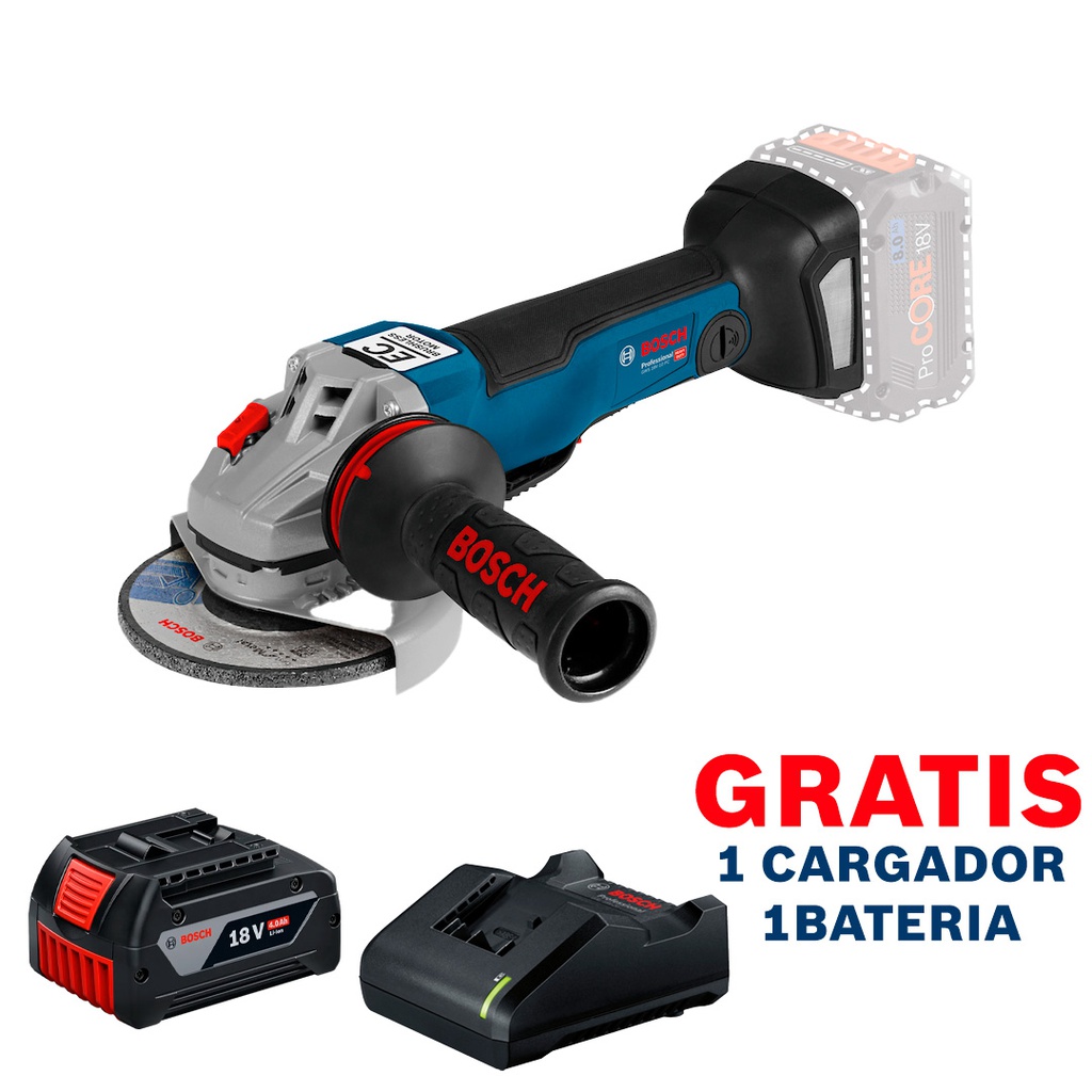 Amoladora 5" GWS 18V-10 PC / BARETOOL / GRATIS 1-BATERIA + 1-CARGADOR / BOSCH-5-E-1