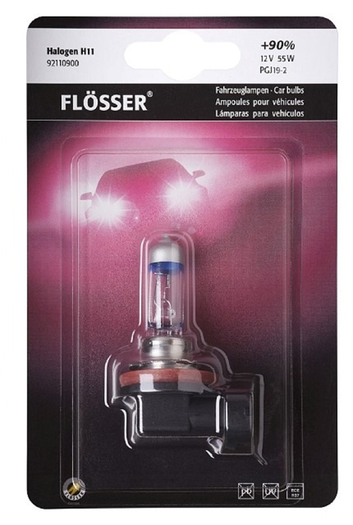 Bombilla FLOSSER / H11 / 12V / 55 W / ULTRA +90% BLISTER / BOSCH-4-D-3-E