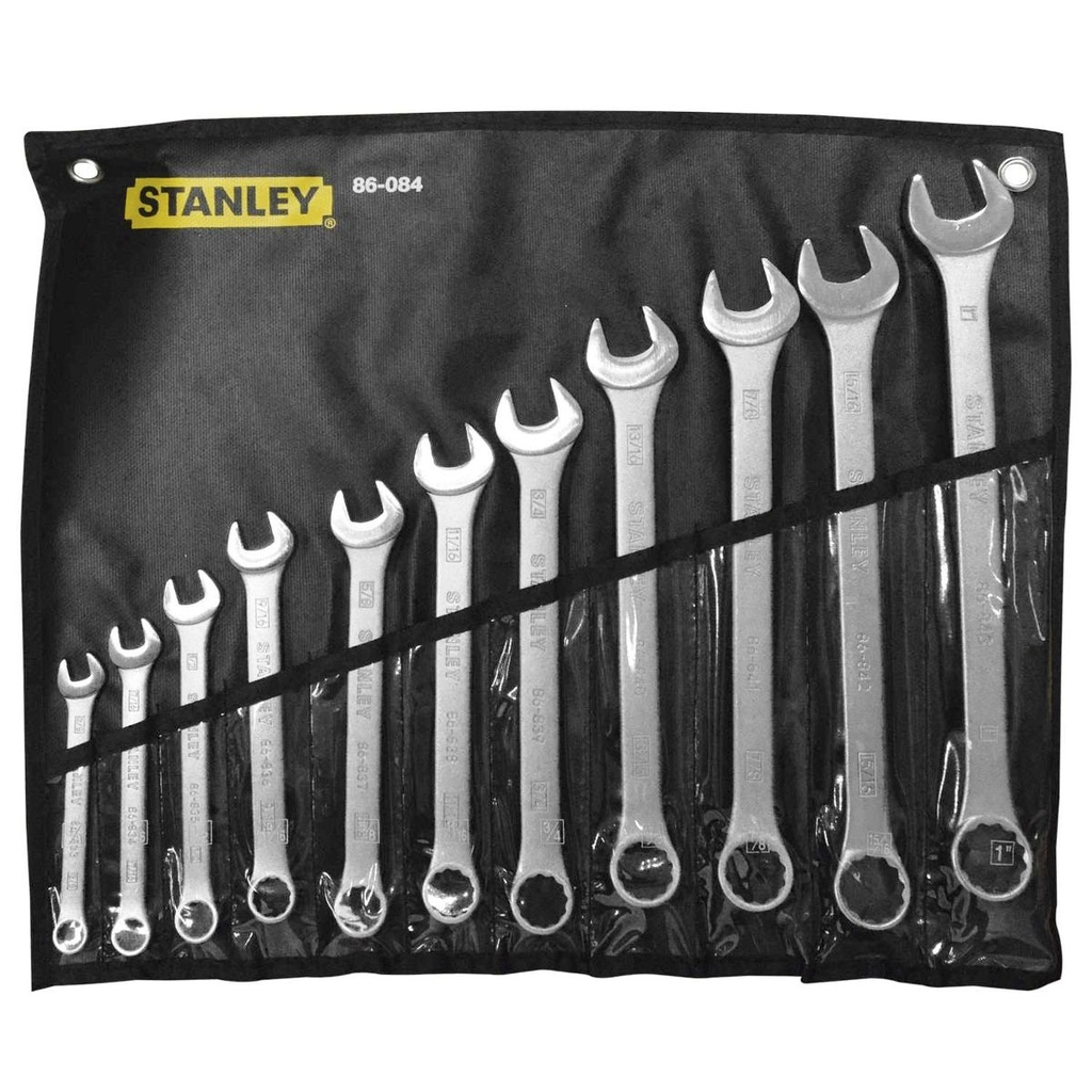 Llaves Combinadas PULGADAS 11 Piezas / 3/8", 7/16", 1/2", 9/16", 5/8", 11/16", 3/4", 13/16", 7/8", 15/16", 1" STANLEY / DEWALT-6-A-3-A