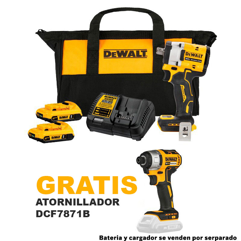 Pistola de Impacto 1/2" DCF922D2-B3 2 Ah / 2- BATERIA / GRATIS DCF7871B / DEWALT-B2 PISO 2