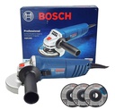 Amoladora 4 1/2" BOSCH GWS 850 850W / Eje 5/8" / CAJA CARTON + 3 Discos / BOSCH-12-C-3