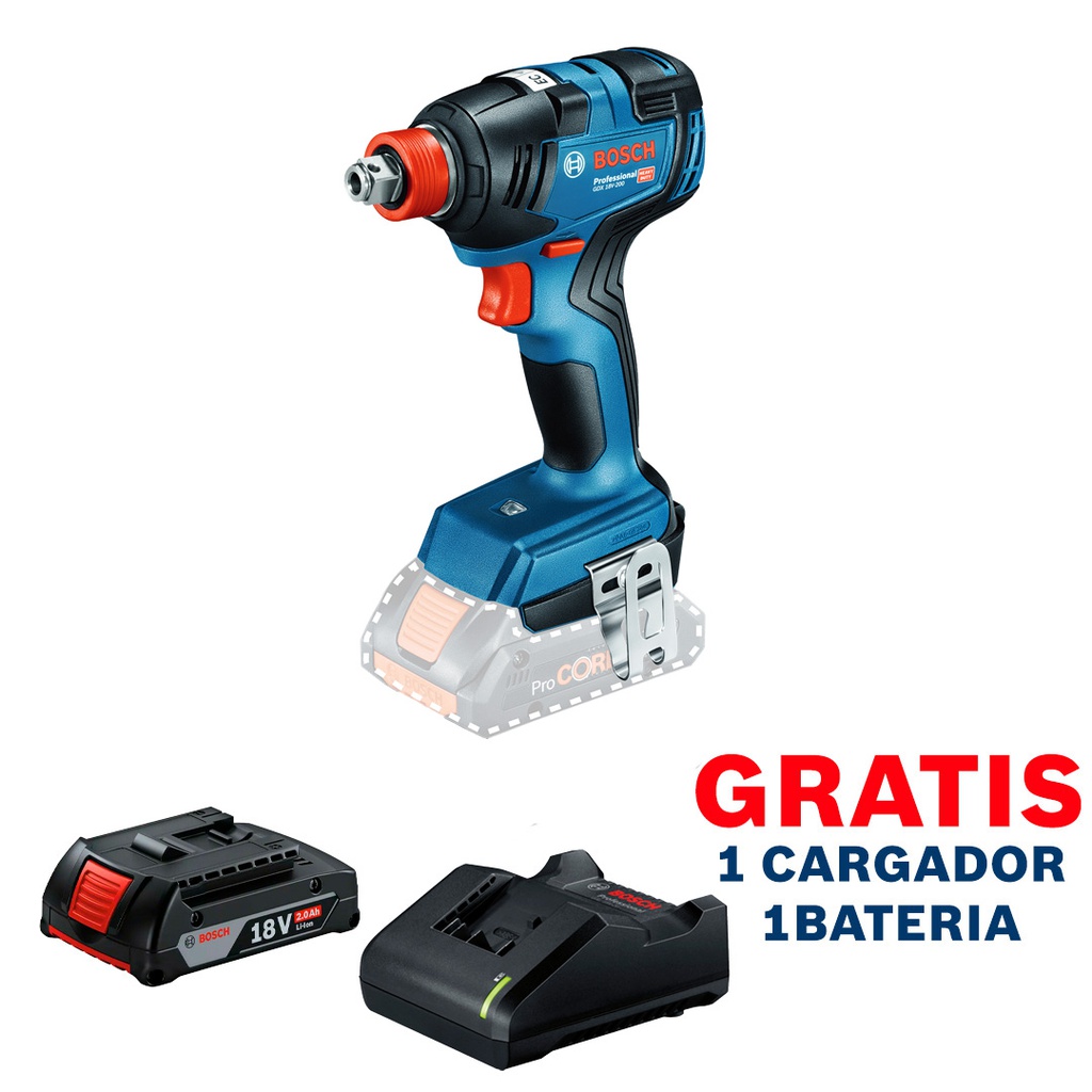 Atornillador de Impacto 18V BOSCH GDX 18V-200 / BARETOOL / GRATIS 1-BATERIA + 1-CARGADOR / BOSCH-7-E-4-B