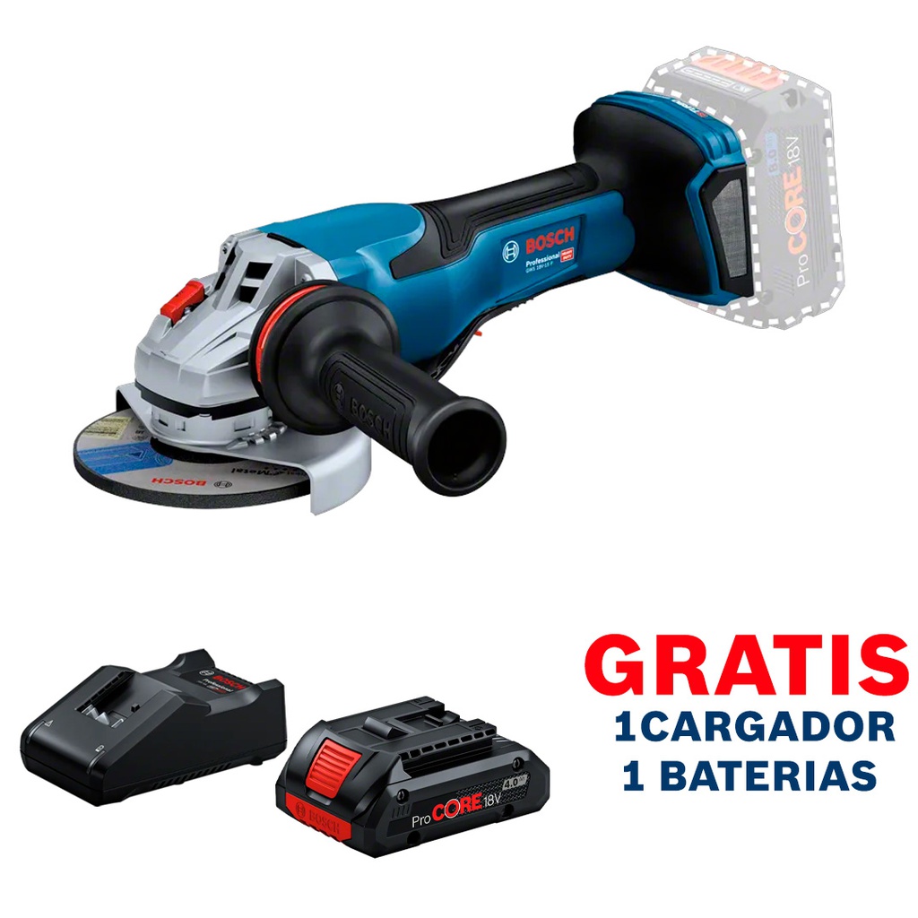Amoladora 5" GWS 18V-15 P / BITURBO / BARETOOL / GRATIS 1-BATERIA + 1-CARGADOR / BOSCH-7-E-3-H