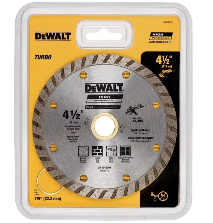 Disco de diamante 4 1/2" TURBO / DEWALT-Tabla-1