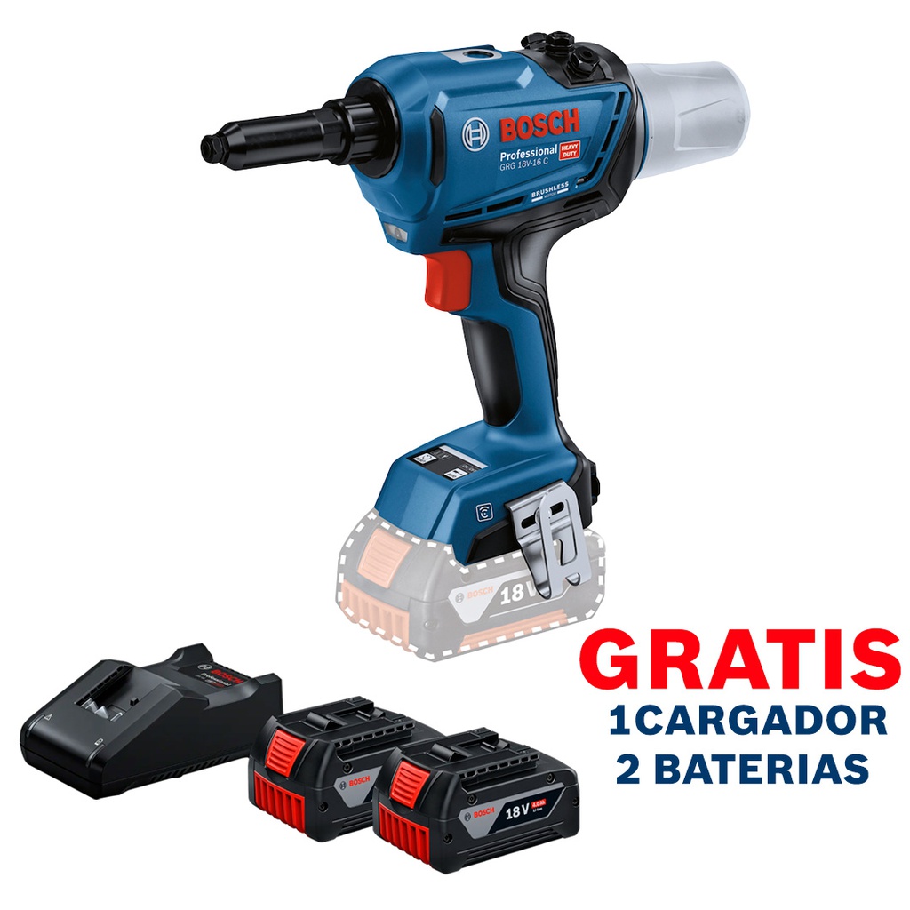 Remachadora Bateria GRG 18V-16 C /  BARETOOL / GRATIS 2-BATERIA + 1-CARGADOR  / BOSCH-13-C-2-A