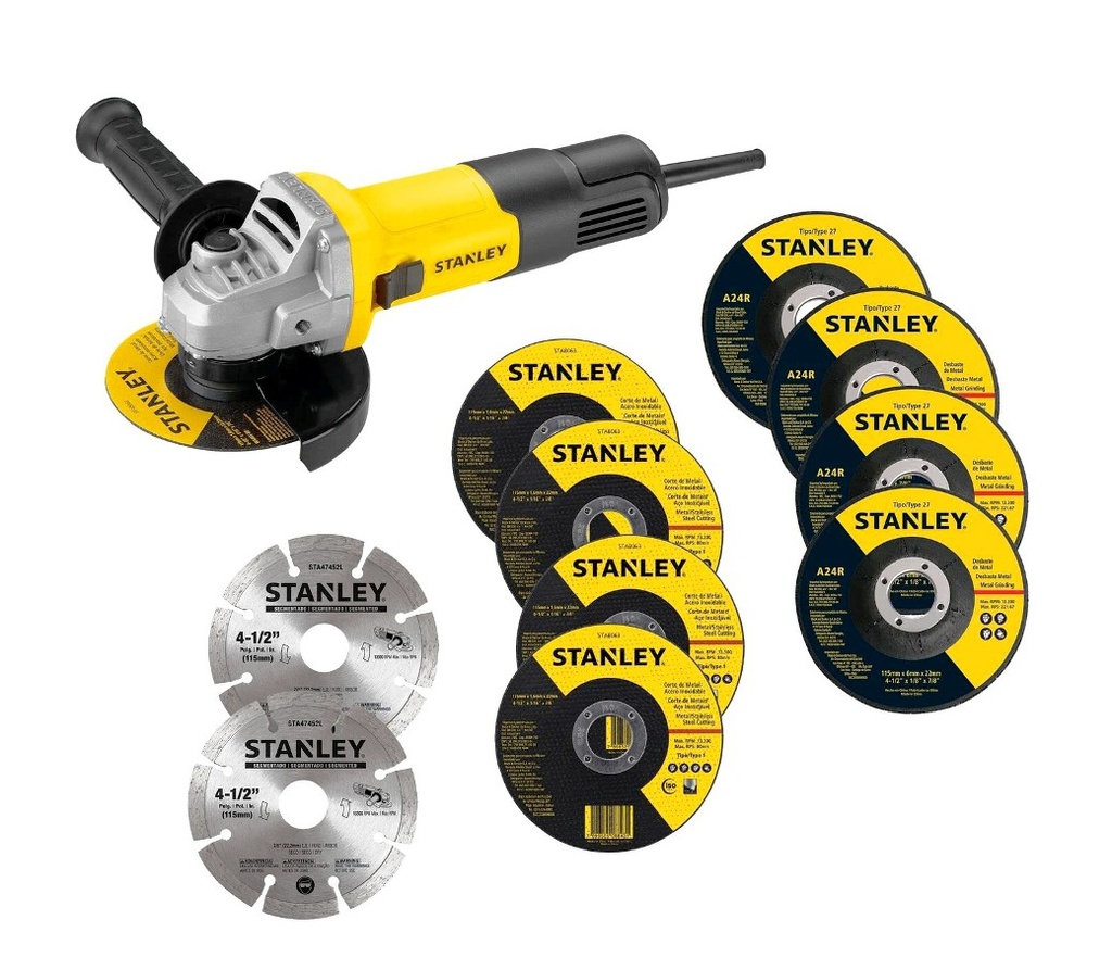 Amoladora 4 1/2" STANLEY SG7115V10-B3  750W / DEWALT-6-A-2-C