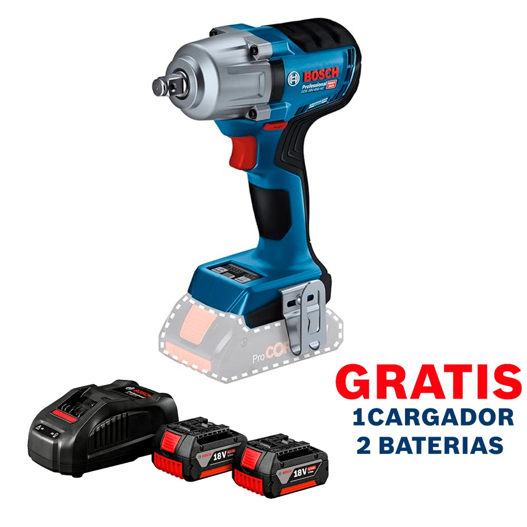 Pistola de Impacto 1/2" GDS 18V-450 PC 18 V / 450 NM  / BARETOOL / GRATIS 2-BATERIA + 1-CARGADOR / BOSCH-6-D-3-A