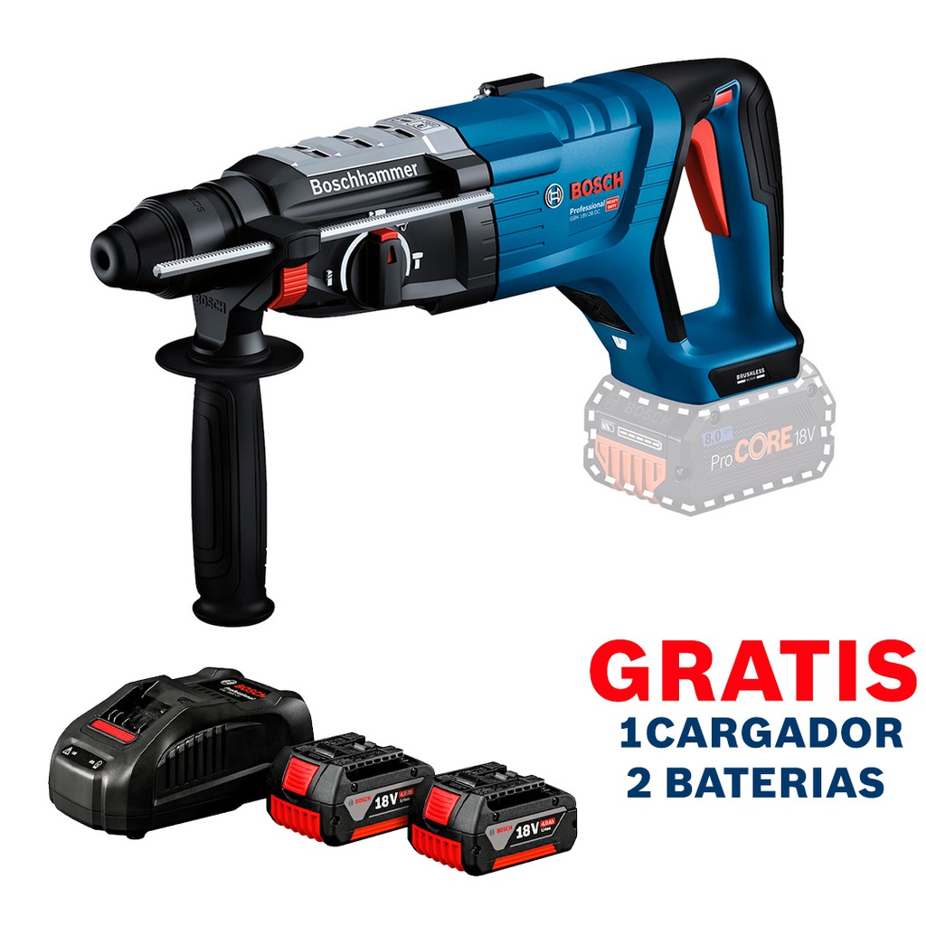 Martillo Perforador 2 KG GBH 18V-28 DC / BARETOOL / GRATIS 2-BATERIA + 1-CARGADOR  / BOSCH- 7-A-5-A