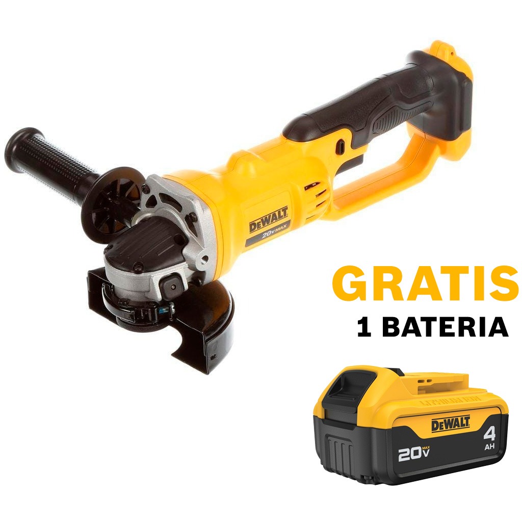 Amoladora 4 1/2" DEWALT 20V / BARETOOL / GRATIS DCB204 / DEWALT-(B2)-17-C-1-A
