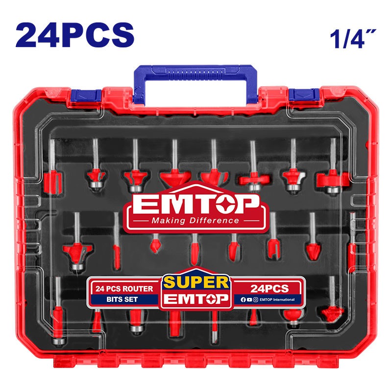 Juego de Fresas para Router de 24 Piezas / EMTOP / DEWALT-TABLA 1
