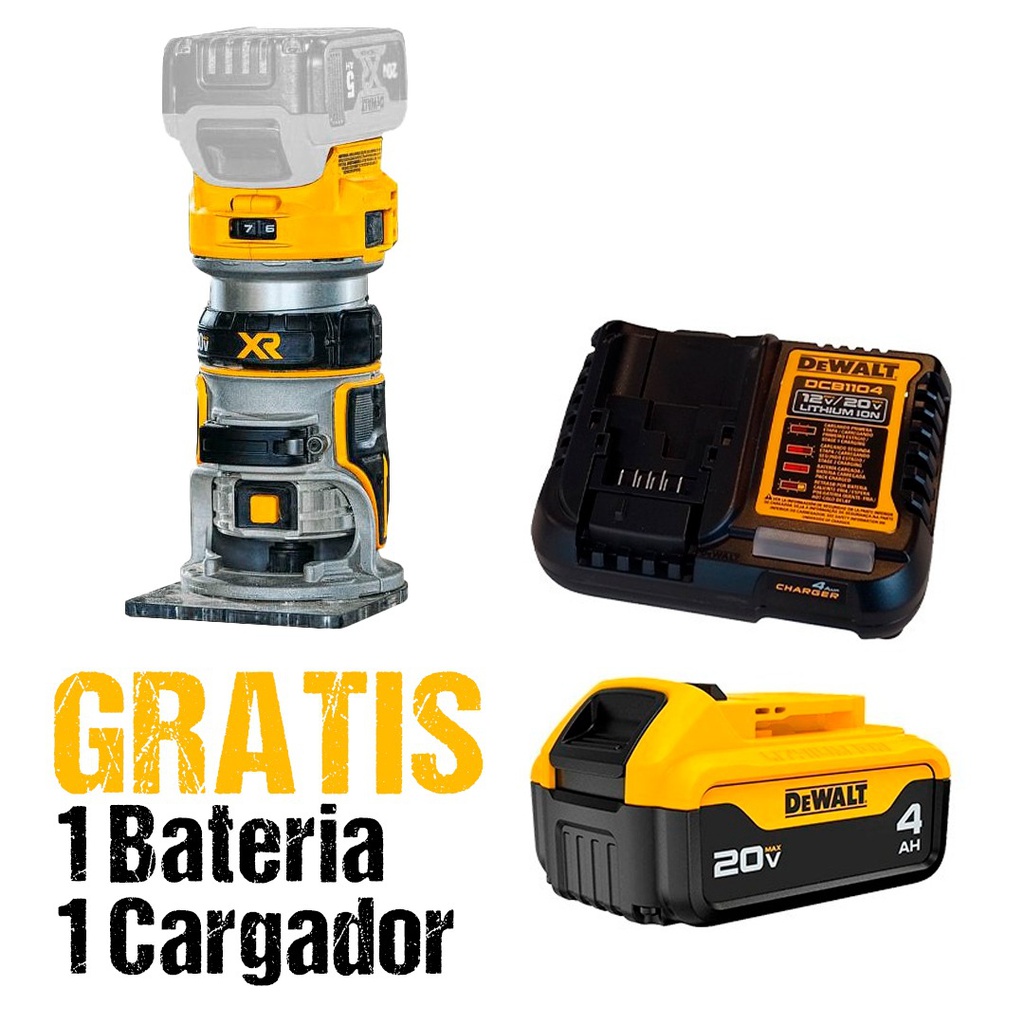 Router 1/4" DEWALT 20V / BARETOOL / GRATIS DCB204 + DCB1104 / DEWALT-