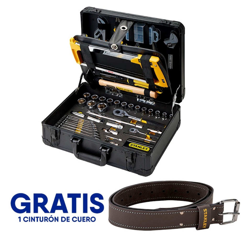 Juego / Dados 142 Piezas / Raiz 1/4" y 1/2" / Milimetricas Maleta Plastica + Gratis Cinturon STST1-80119 VENTANA 3