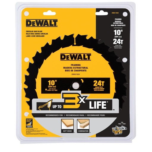 [DWA11024] Disco Sierra Circular 10" DEWALT 24 Dientes / Eje 5/8" / DEWALT-2-Tabla-6