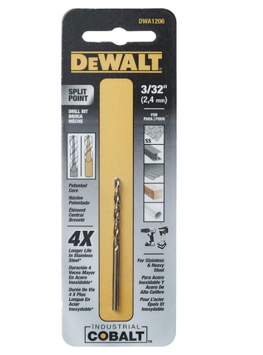 [DWA1206] Broca Metal Madera Cobalto 3/32" DeWalt / DEWALT-5-B-3-A-1