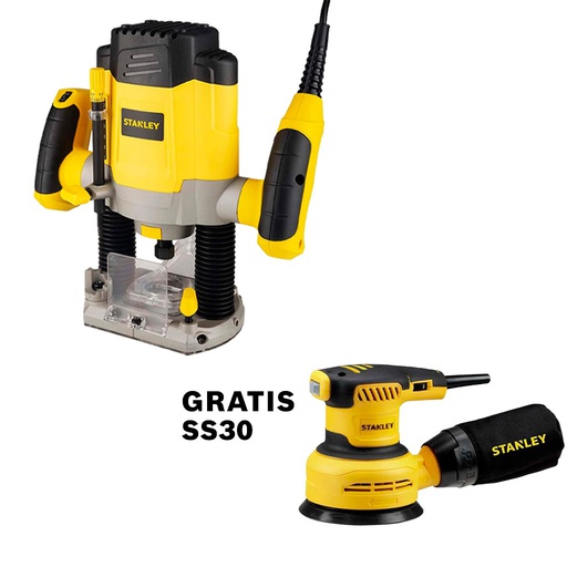 [SRR1200-B3-SS30] Router 1 3/4 HP STANLEY 1200W / GRATIS SS30 / DEWALT-6-A-1-A / 16 FONDO / 16 FONDO