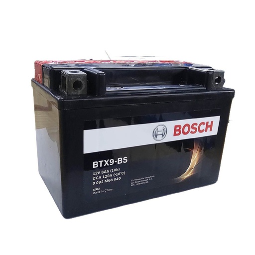 [0092M68040] Bateria Moto BTX9-BS / YTX9-BS / PULSAR 200 NS / HONDA ELITE 125 / 8 Ah / BOSCH-