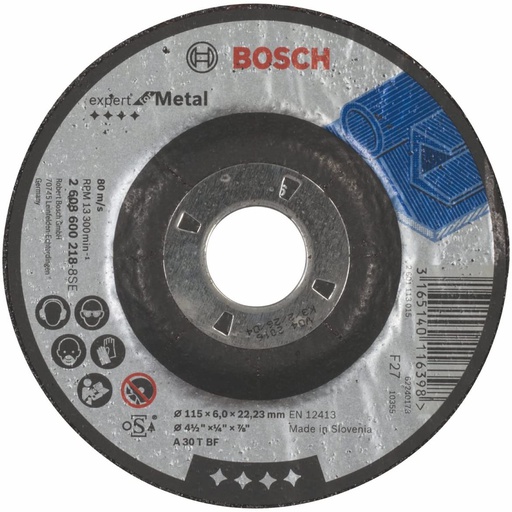 [2608600218] Disco abrasivo 4 1/2" pulir metal / EXPERT / 4 1/2" X 1/4" X 7/8" (115 X 6 X 22.23MM) / BOSCH-7-C-3