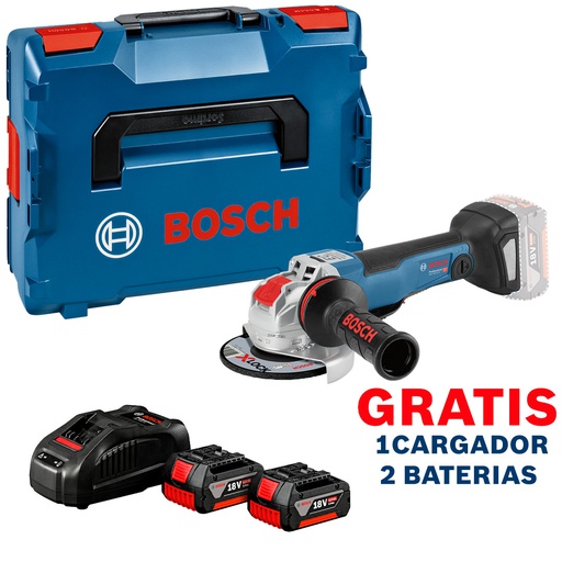 [17B0] Amoladora 5" BOSCH GWX 18V-10 PC XLOCK / BARETOOL / GRATIS 2-BATERIA + 1-CARGADOR / BOSCH-