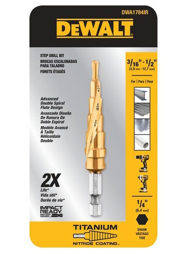 [DWA1784IR] Broca Escalonada 3/16 - 1/2" Hex 1/4" / DEWALT-Tabla-3