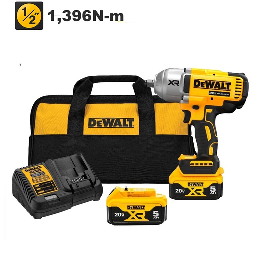 [DCF900P2] Pistola de Impacto 1/2" DCF900P2 / 1,396 Nm / 2- BATERIA  5 Ah / DEWALT-6-E-3-E-1