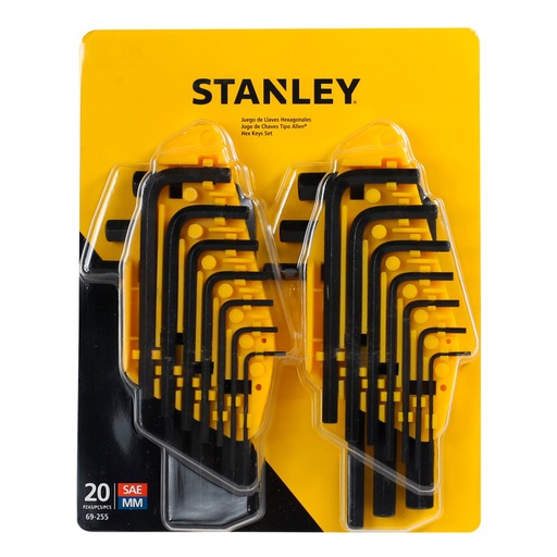 [69-255] Llaves Hexagonales / Allen / 20 Unidades PULGADAS ( 1/16 a 3/8 ), METRICAS ( 1.5 a 10 ) STANLEY/ DEWALT-TABLA 3(TABLA B2)