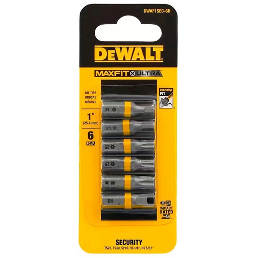 [DWAF1SEC-6H] Punta Torx T25-T27-SP10-HS1/8-HS5/32 DEWALT / MAXFIT ULTRA / 6 UNIDADES / DEWALT-5-B-2-A-2