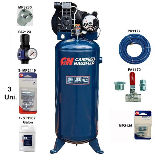 [C6037-COMBO] Compresor 3.7 HP 60 Gal CAMPBELL HAUSFELD C6037 / AZUL / BOSCH-