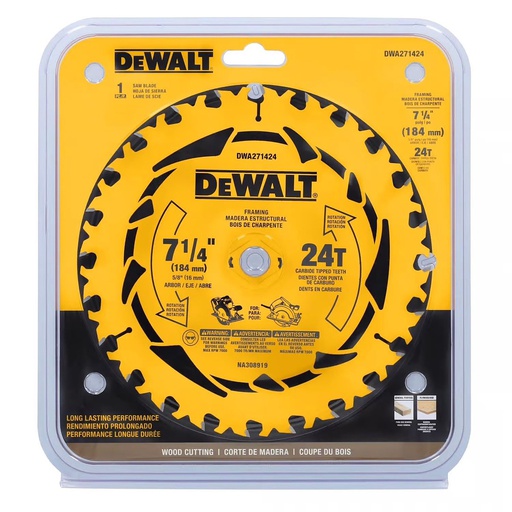 [DWA271424] Disco Sierra Circular 7 1/4" 24D DEWALT / DEWALT-Tabla-1