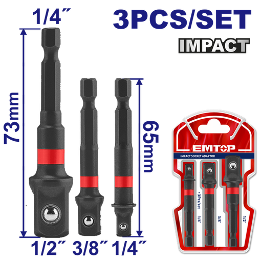 [EBST365A01] Adaptador Kit- 1/4" / 3/8" / 1/2" / EMTOP / DEWALT-