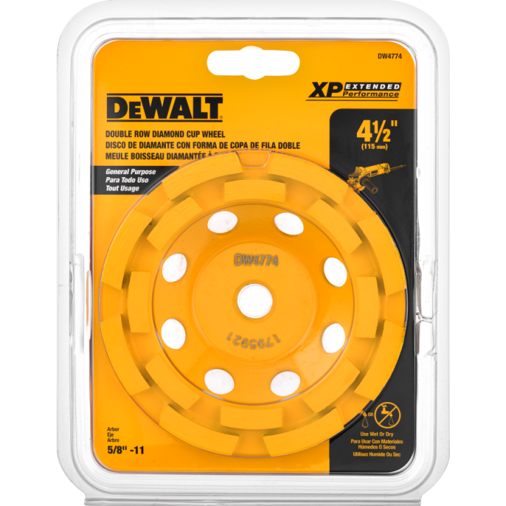 Copa de Diamante 4 1/2&quot; DEWALT / Doble Fila / DEWALT-TABLA DE ACC